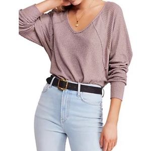 Free People Sweater Top Mauve Pink Thermal